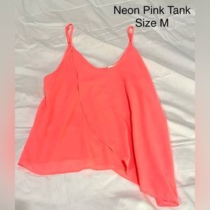 Neon Pink Spaghetti Strap Tank Top Womens Size Medium